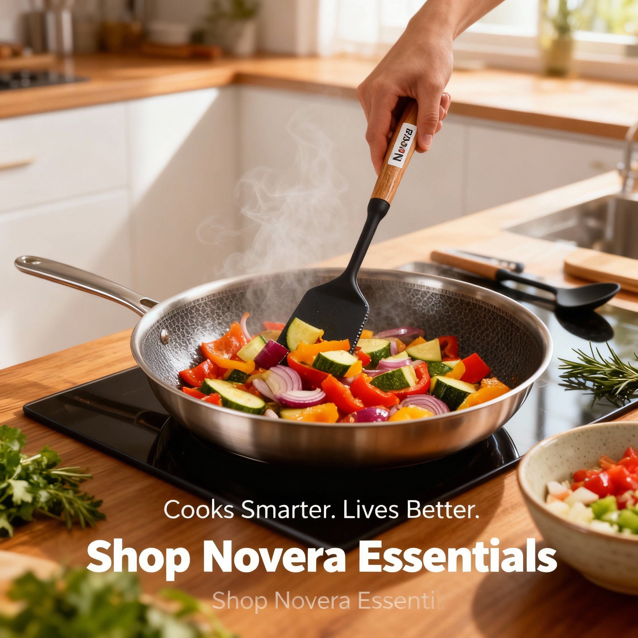 Black Silicone Wooden Handle Cooking utensils.