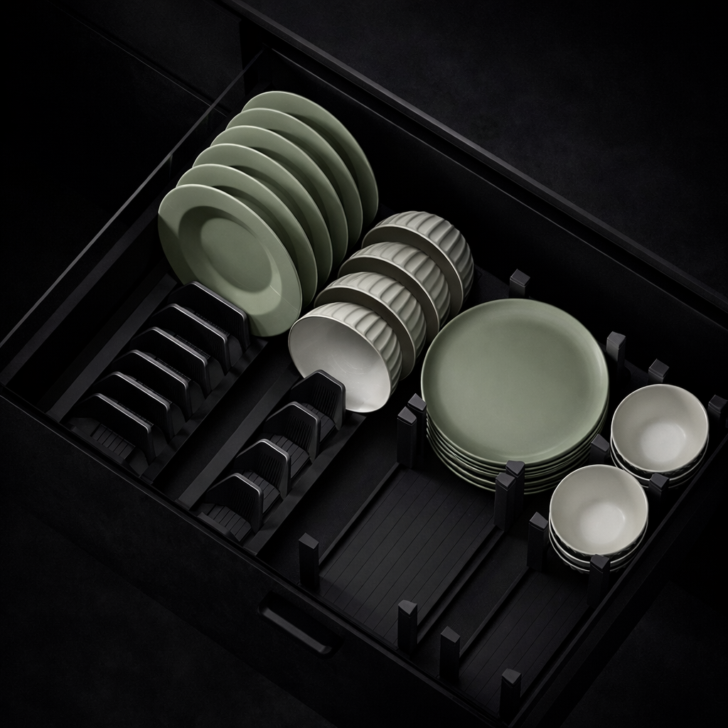 Novera Premium Pull-Out Dish & Bowl Organizer Set