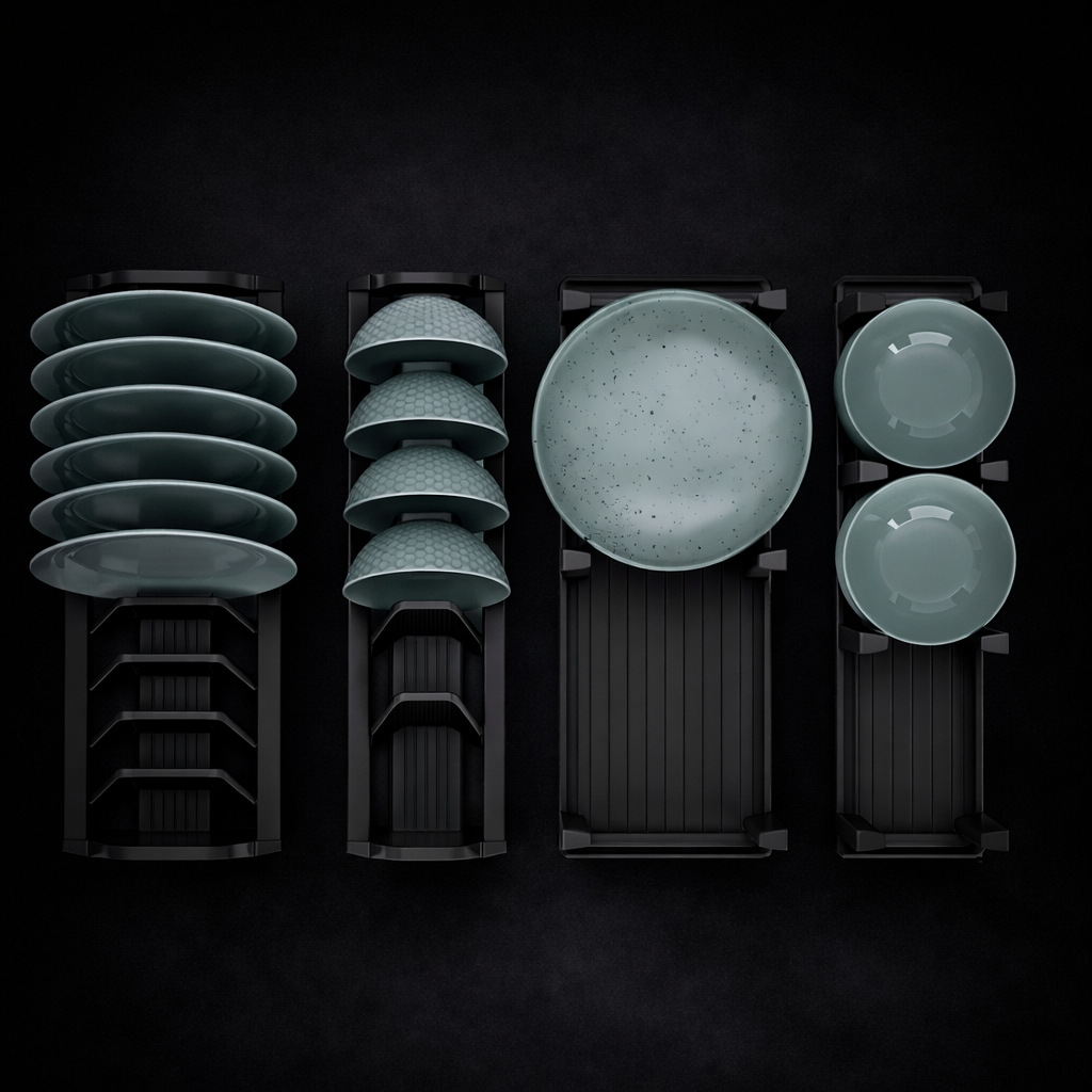 Novera Premium Pull-Out Dish & Bowl Organizer Set