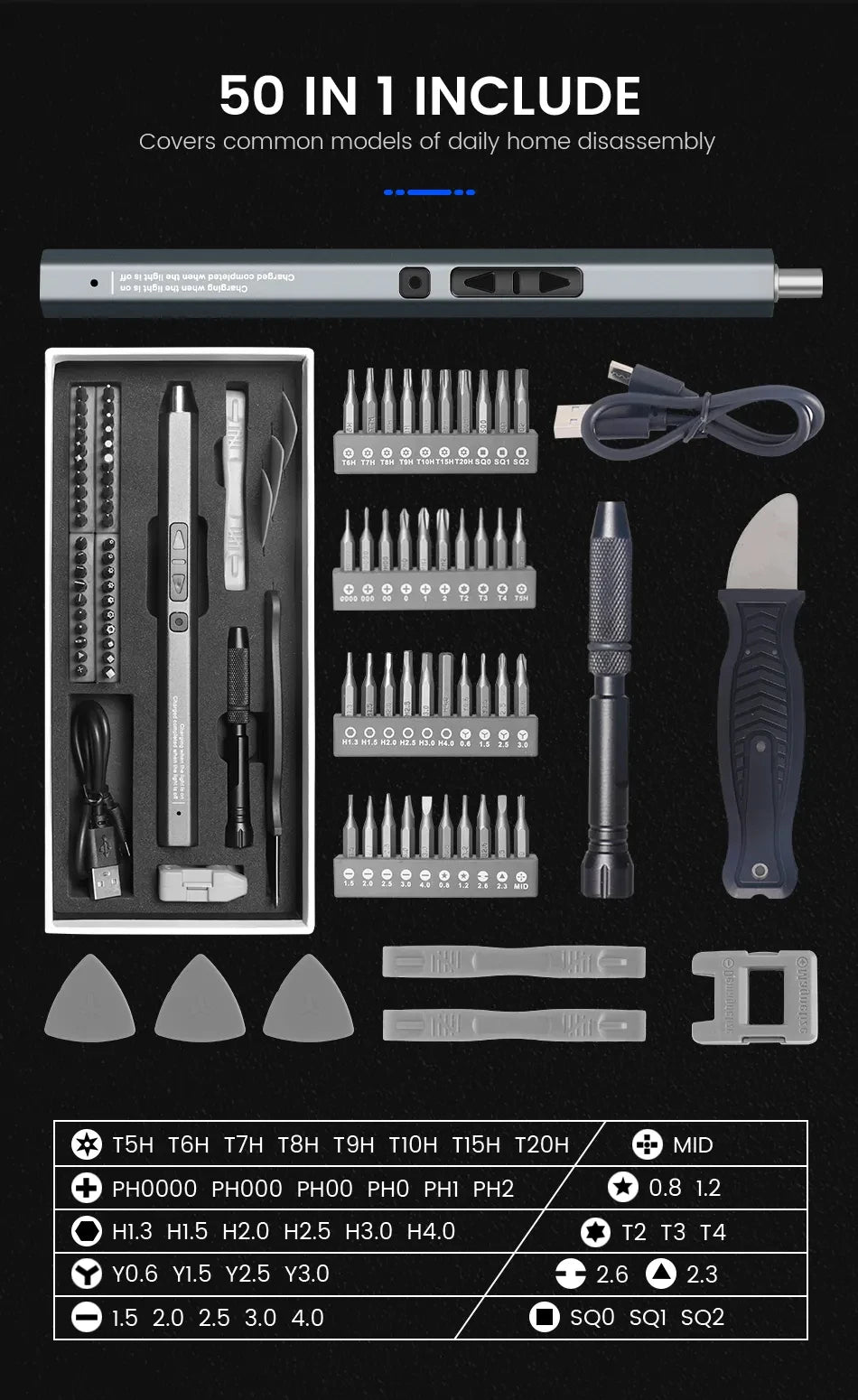 Cordless Electric Screwdriver Set 12/39/50 in 1 Precision Power Tool.
