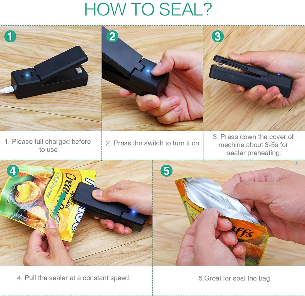 Mini Bag Sealer 2 in 1 Rechargeable.