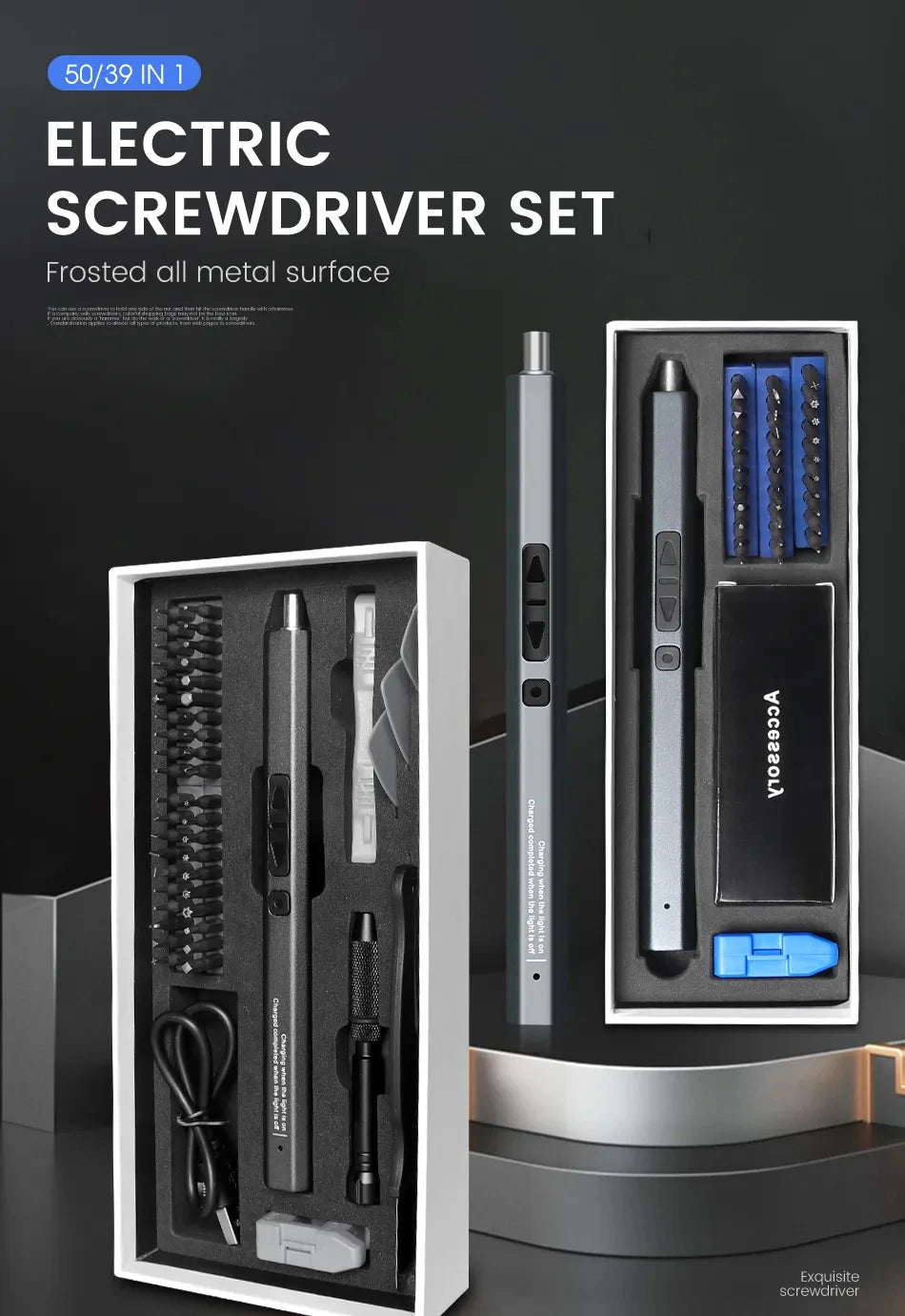 Cordless Electric Screwdriver Set 12/39/50 in 1 Precision Power Tool.